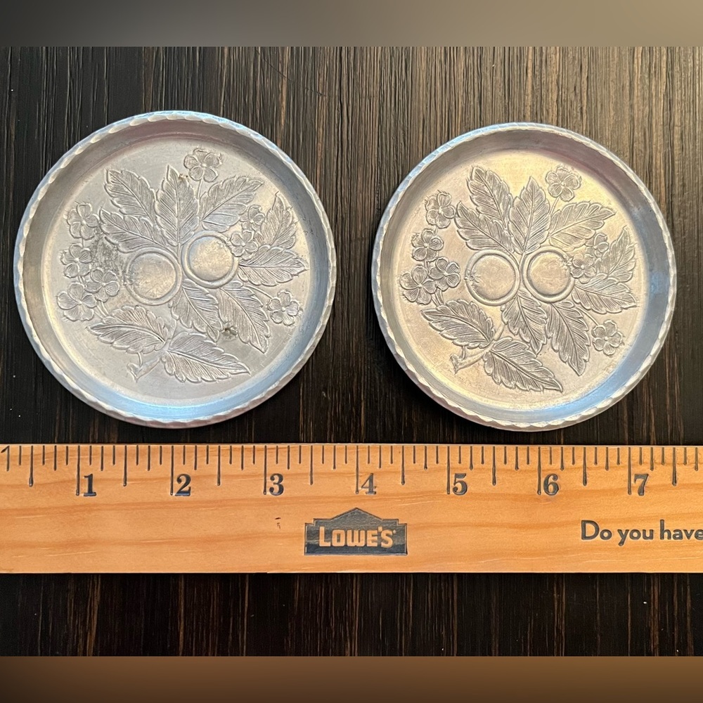 Pair of hammered aluminum trinket trays.